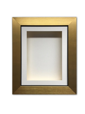 Extra Deep 3D Box Frame: White Mount Shadow Box (4 inch) -Gold Frame/6 ...
