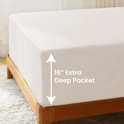 Extra Deep 40CM Fitted Sheets Single Double King Super King Size Fitted Bed Sheets