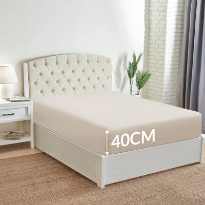 Extra Deep 40CM Fitted Sheets Single Double King Super King Size Fitted Bed Sheets