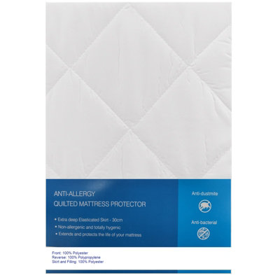 Extra Deep Anti Allergy Quilted Mattress Protector Fitted Bed Sheet Cover Topper Single - 5