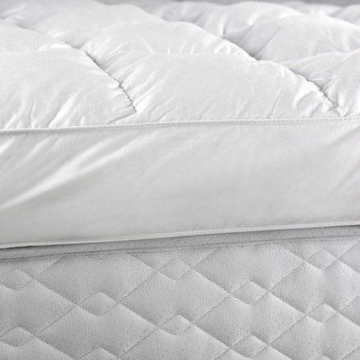 Extra Deep Deluxe Feather Mattress Topper - Anti-Allergenic Luxury Bed Pad with Cotton Cover - Size Single, 90 x 190cm