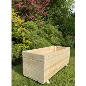 Extra Deep Large Wooden Planter Vegetable Outdoor Trough Natural