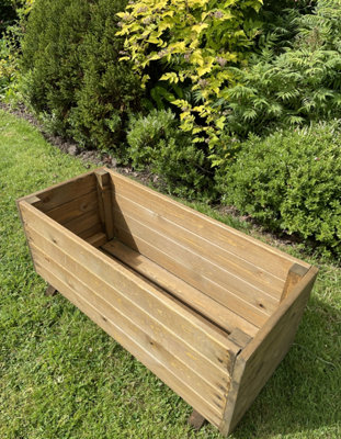 Extra Deep Wooden Planter Vegetable Outdoor Trough - 3
