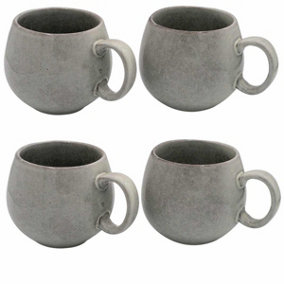 Extra Large 490ml Stoneware Mugs in Nordic Grey - Set of 4