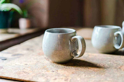 Extra Large 490ml Stoneware Mugs in Nordic Grey - Set of 4