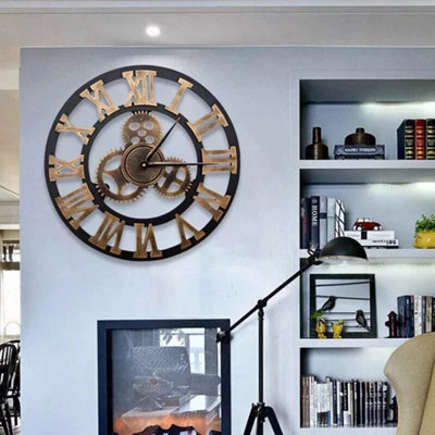 Extra Large 60cm Roman Numerals Skeleton Wall Clock