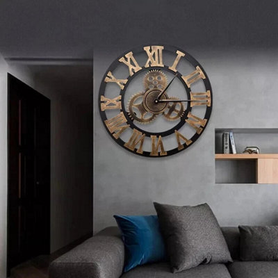 Extra Large 60cm Roman Numerals Skeleton Wall Clock