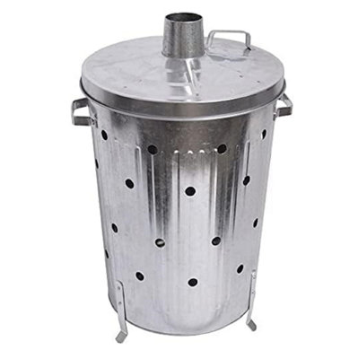 Extra Large 90L Galvanised Metal Incinerator - Garden Fire Bin for ...