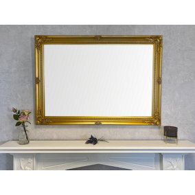 Extra Large Antique Gold Wood Frame Wall Mirror