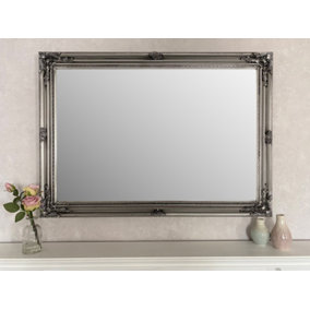 Extra Large Antique Silver Wood Frame Wall Mirror