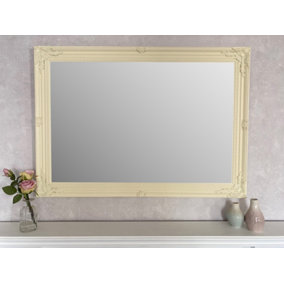 Extra Large Antique Style Cream Wood Frame Wall Mirror