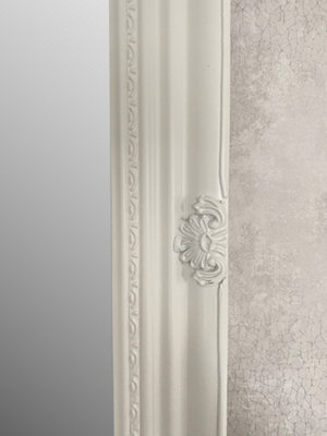 Extra Large Antique Style White Wood Frame Wall Mirror 106cm