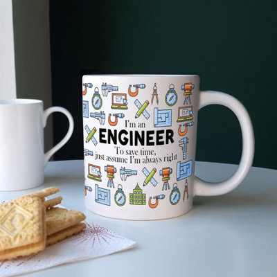 Extra Large Big Engineer Mug Fun Trades Gift - Jumbo White Coffee/Tea ...