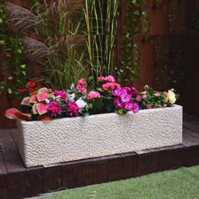 Extra Large Carved Design Stone Cast Trough