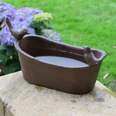 Extra Large Cast Iron Bird Bath Roll Top Heavy Weighted Freestanding Antique Brown Garden Ornament Gardening Bird Watching Gift Price Comparisons | Compare The Build