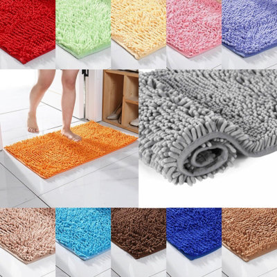Extra Large Chenille Bath Mat Soft Bathroom Rugs Water Absorbent ...