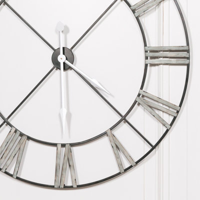 Extra Large Distressed Contemporary Skeleton Metal Wall Clock