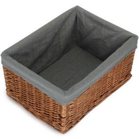 Extra Large Double Steamed Grey Cotton Lined Willow Storage Baskets