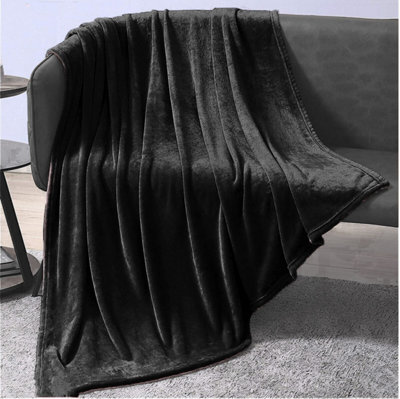 Extra Large Faux Mink Super Soft Throw -Black