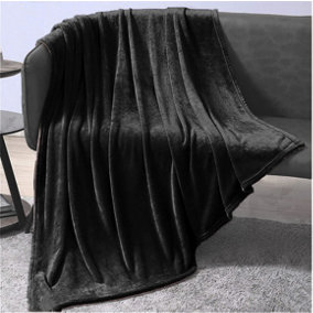 Extra Large Faux Mink Super Soft Throw -Black