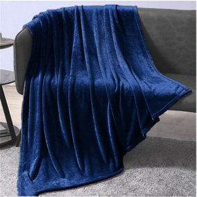 Extra Large Faux Mink Super Soft Throw - Navy