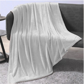 Extra Large Faux Mink Super Soft Throw - Silver