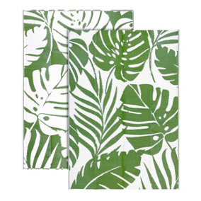 Extra Large Garden Outdoor Rug For Patio, Olive Green Tropical Leaf Waterproof Garden Rug 180 x 270cm