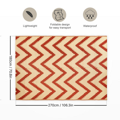 Extra Large Garden Outdoor Rug For Patio, Reversible Chevron Colours ...