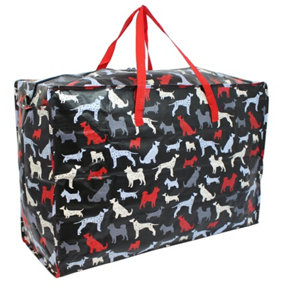 Extra Large Jumbo Reusable Strong Laundry Shopping Bags with Zip - Dogs