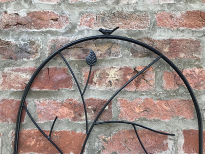 Extra Large Metal Garden Trellis Plant Climbing Rose Black Support Bird & Leaf 200cm - 3