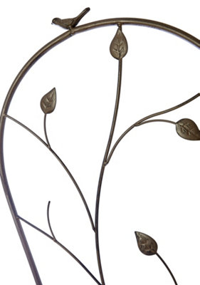Extra Large Metal Garden Trellis Plant Climbing Rose Support Bird & Leaf - 3
