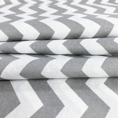 Extra Large Piece of 100% Cotton (300cm x 160cm) for Sewing and Crafting with Grey and White Zig Zag - Cotton Fabric Material