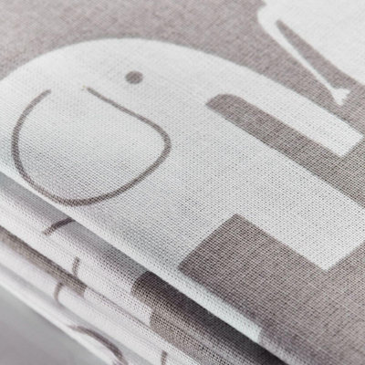 Extra Large Piece of 100% Cotton (300cm x 160cm) for Sewing and Crafting with White Elephants On Grey - Cotton Fabric Material
