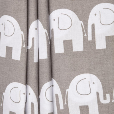 Extra Large Piece of 100% Cotton (300cm x 160cm) for Sewing and Crafting with White Elephants On Grey - Cotton Fabric Material - 5
