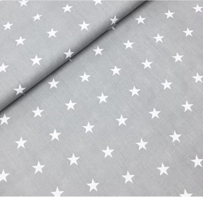 Extra Large Piece of 100% Cotton (300cm x 160cm) for Sewing and Crafting with White Stars On Grey - Cotton Fabric Material