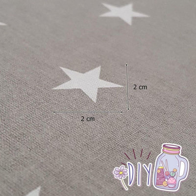 Extra Large Piece of 100% Cotton (300cm x 160cm) for Sewing and Crafting with White Stars On Grey - Cotton Fabric Material