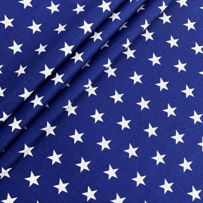 Extra Large Piece of 100% Cotton (300cm x 160cm) for Sewing and Crafting with White Stars On Navy Blue - Cotton Fabric Material