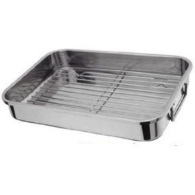 Extra Large Size 42x31cm Stainless Steel Roasting Tray With Grill