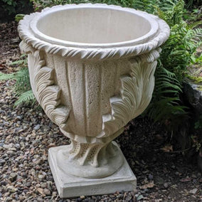 Extra Large White Cast 'New Leaves' Pot With Stylish Leaf Design