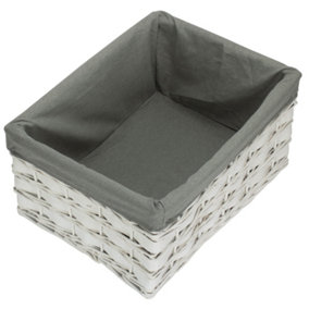 Extra Large White Grey LinedScandi Storage Basket With Grey Lining