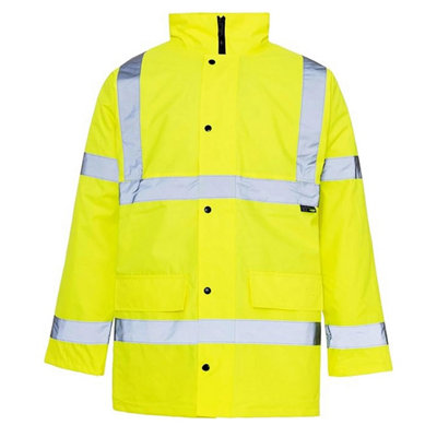 Extra Large (XL) High Visibility Waterproof Safety Workwear Standard Parka With a Fluorescent Concealed Hood