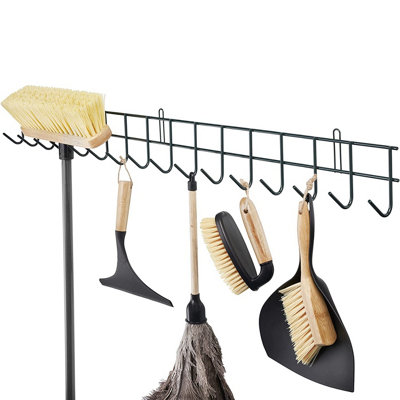 Extra Long Tool Rack Wall Mounted Garden Tool Holder with 16 Hooks for Shed or Garage