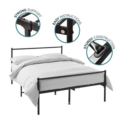Extra Strong Double Metal Bed Frame In Black