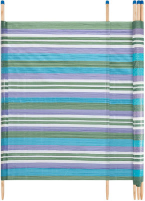 Extra Tall 4 Pole Wooden Windbreak Beach Camping Windbreaker Sun Wind Shelter Striped 4ft High X 7ft Green Stripe - 4