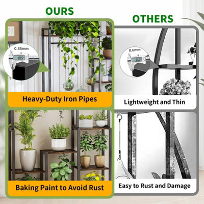 Extra Tall 7 Tiers Large Plant Shelf Industrial Wood Flower Stand ...