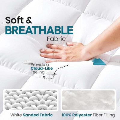 Extra Thick 10cm Microfiber Mattress Topper Quilted Hotel Quality, Ultra Soft & Breathable, Elastic Corner Straps Machine Washable