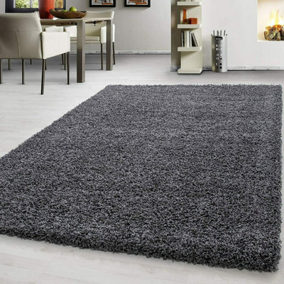 EXTRA THICK HEAVY 5CM PILE SOFT SHAGGY RUGS MODERN AREA RUGS BEDROOM HALL RUGS (Dark Grey, 60 x 110cm)