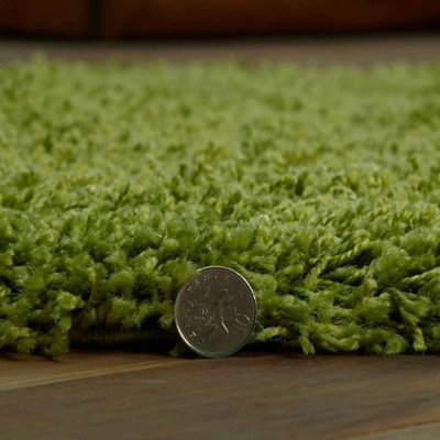 EXTRA THICK HEAVY 5CM PILE SOFT SHAGGY RUGS MODERN AREA RUGS BEDROOM HALL RUGS (Green, 60 x 110cm)