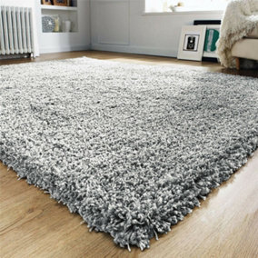 EXTRA THICK HEAVY 5CM PILE SOFT SHAGGY RUGS MODERN AREA RUGS BEDROOM HALL RUGS (Light Grey, 60 x 110cm)
