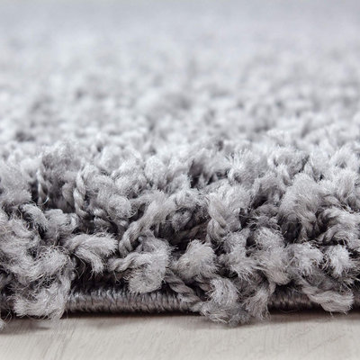 EXTRA THICK HEAVY 5CM PILE SOFT SHAGGY RUGS MODERN AREA RUGS BEDROOM HALL RUGS (Light Grey, 60 x 110cm)